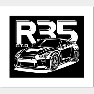 GTR R35 (White Print) Posters and Art